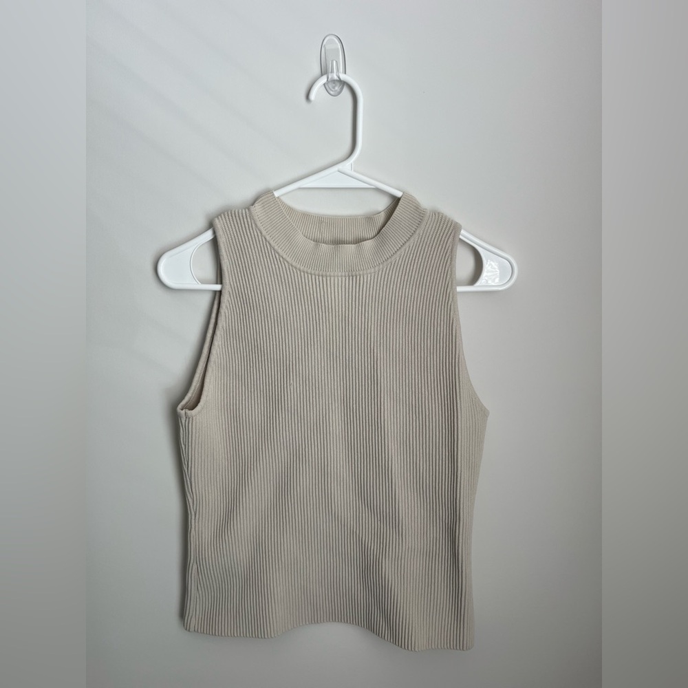 RACHEL ZOE - High Neck Ribbed Cream Tank Top - Women’s Size Medium